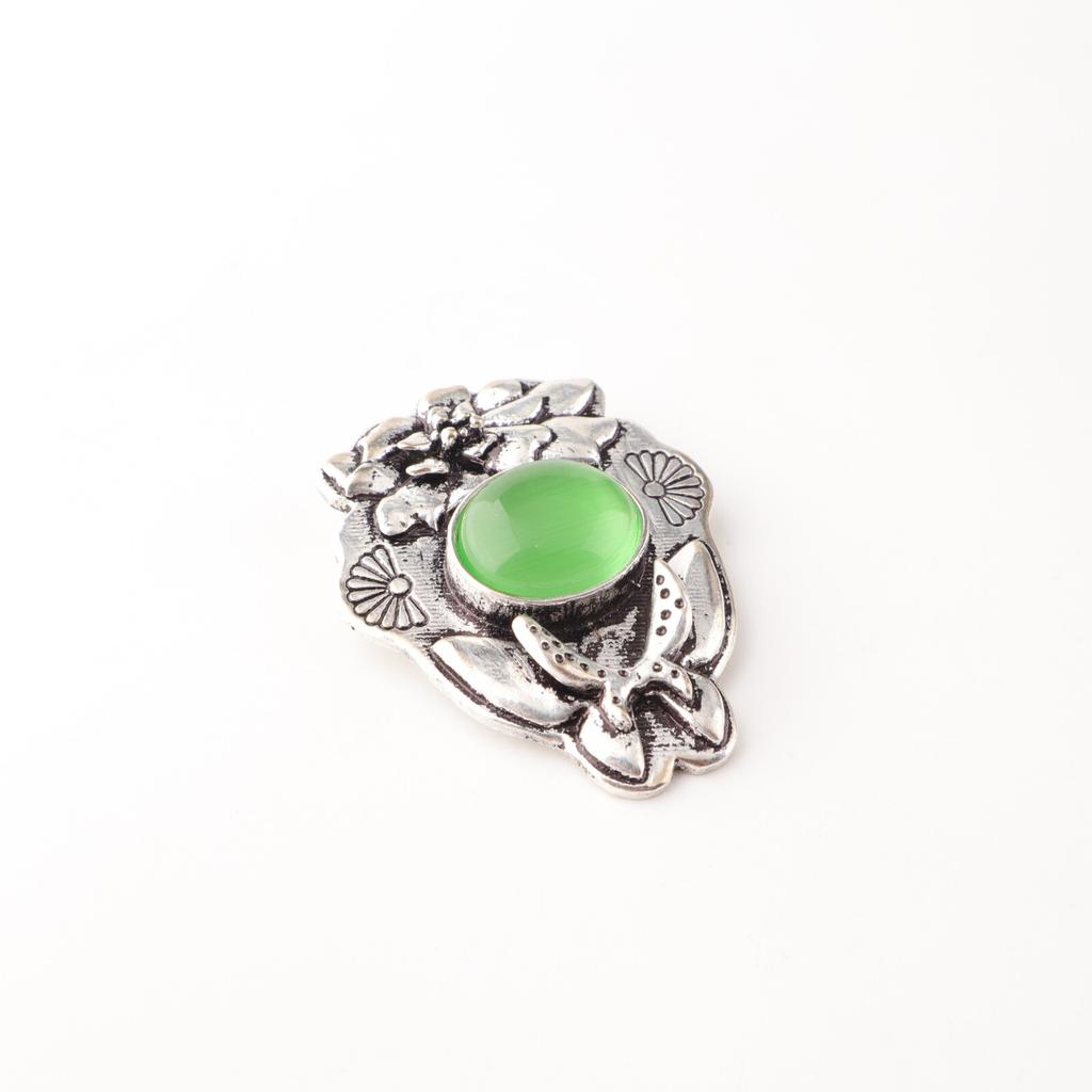 Grüner Katzenaugen-Edelstein 925 Sterlingsilber Schmuck Handgefertigter Schmetterlingsanhänger CP-6-43