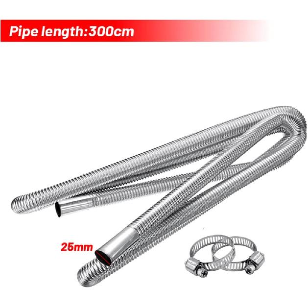 Air Exhaust Pipe Heater Pipe Heater Parking Air Heater Exhaust Pipe Diesel Gas Vent Hose Stainless Steel 2.5cm/1in Inner With Camps (Length: 3M)