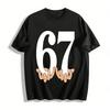 Hands Holding Number 67 Graphic Casual Short Sleeve T-Shirt Pure Cotton T-shirt