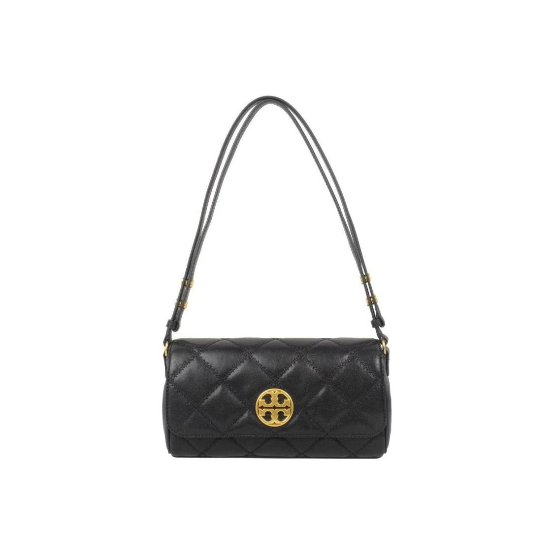 

Tory Burch Tb-Willa Minimalist Fashion Cross-Stitch Metal Logo Rivet Decor Caviar Bag Baguette Bag Leather Crossbody Shoulder Bag Small 143673-001 Basic Set (Bag+Dust Bag)