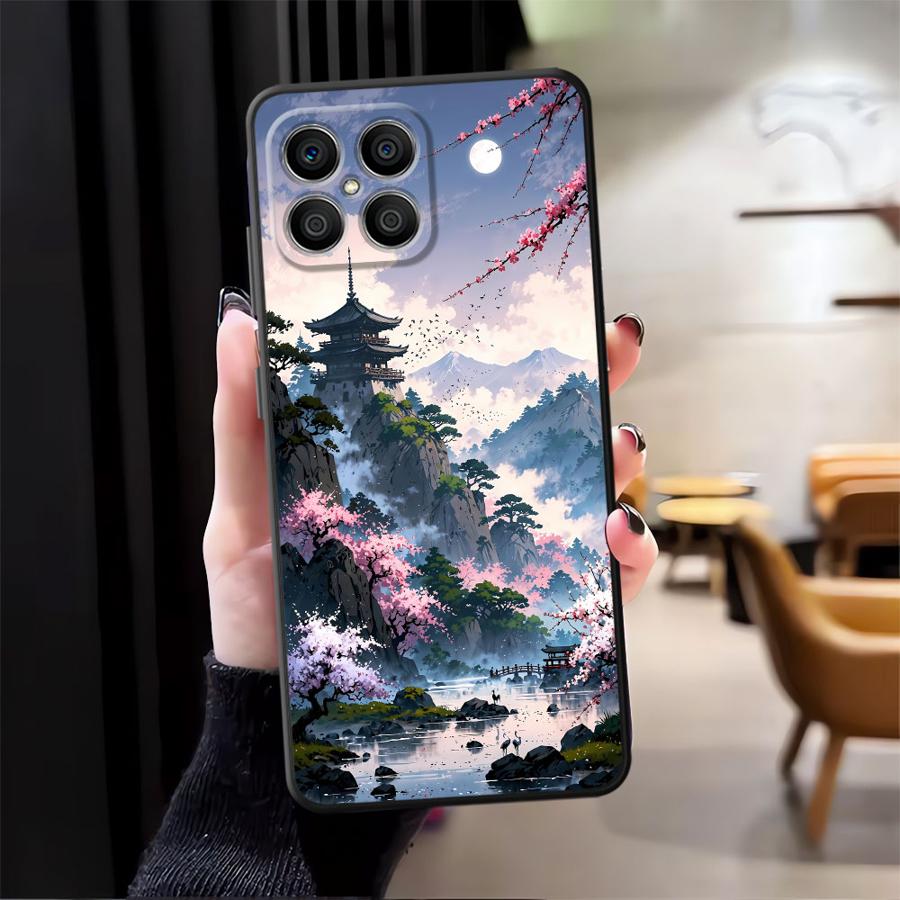 Funda Phone Cover Case for Honor X5b X6 200 400 Lite 70 X9a 90 8X X7 X8 Magic5Lite Ink Art Print Japanese Landscape Mountain