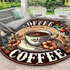 Vintage Retro Letter Print Round Area Rug Rustic Coffee Shop Themed Non-Slip Floor Carpet Outdoor Patio Decor Mat for Porch