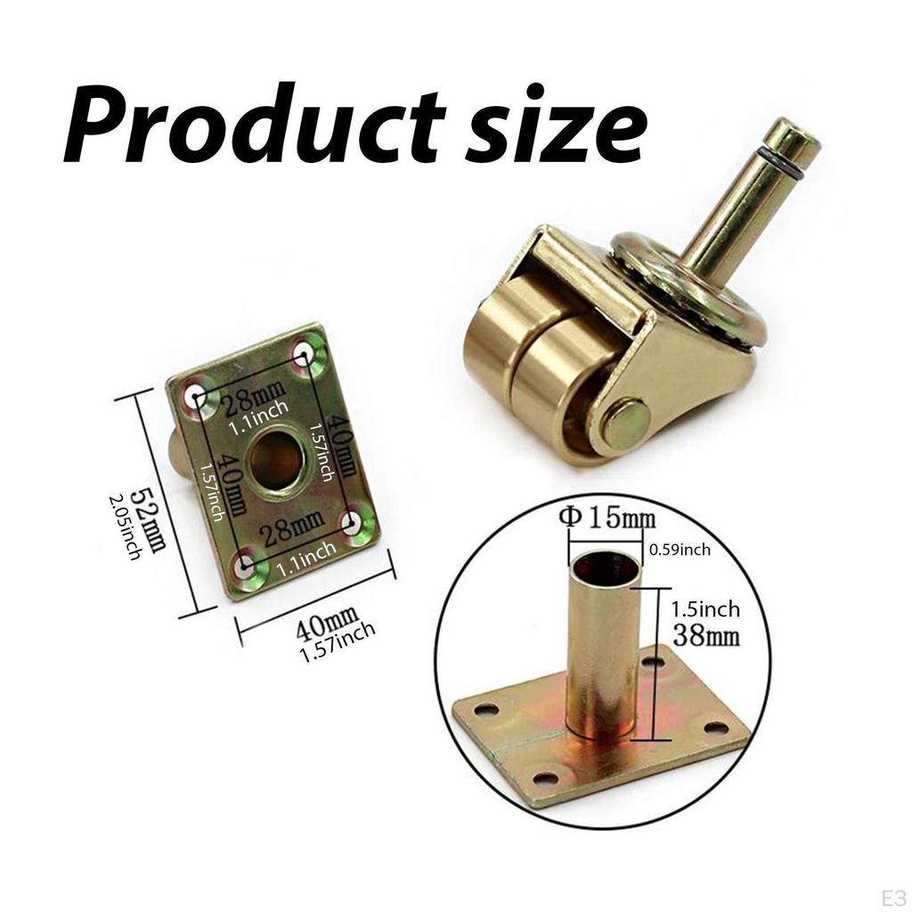 4 Brass Piano Casters for Pianos, Metal Parts, Easy Assembly, Spare Part, Tuning Tool