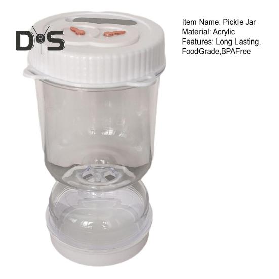Glass Pickle Jar with Strainer Flip Leak-Proof Wide-Mouth Design Food Grade BPA Free Airtight Olive Kimchi Hourglass Container