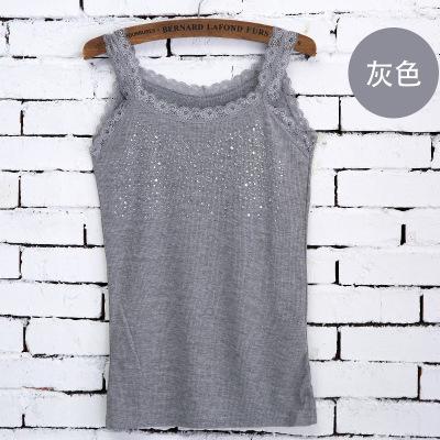 Koreanische Version von heißem Diamant-Westen Damen vielseitig Sommer Spitze Spitze gefädelt Baumwolle Gypsy Strass schmaler Primer I-förmiger Träger