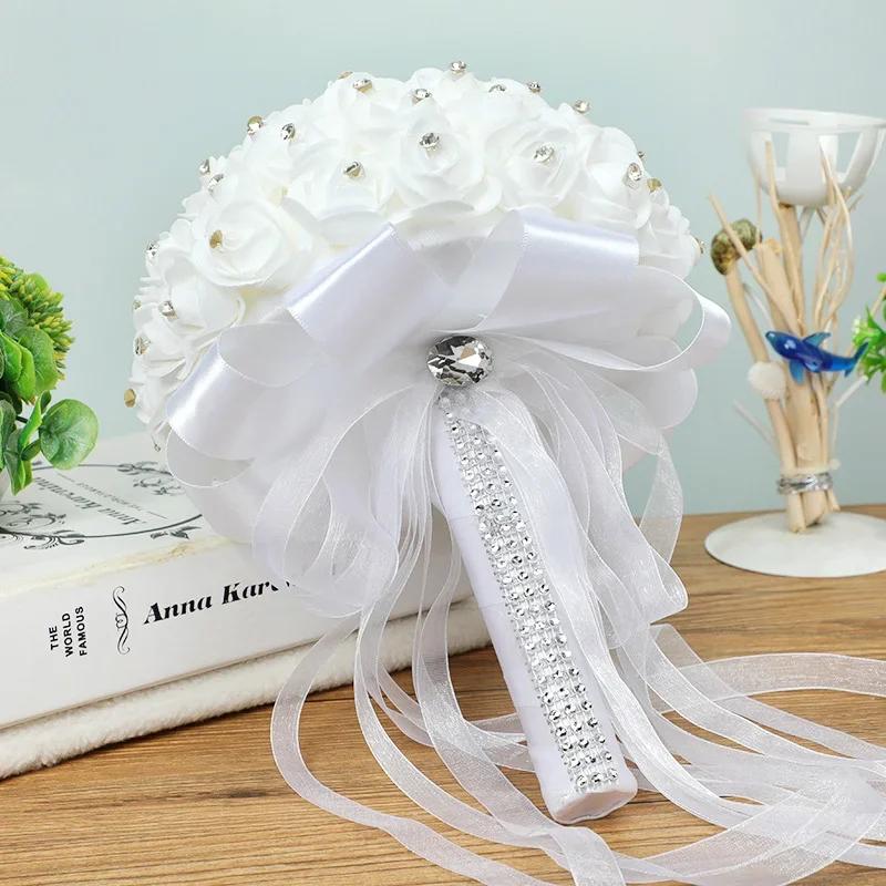 Bride Wedding Holding Flowers Foam Simulation Flower White Rose Bouquet Korean Wedding Photography Props Lovers Gift