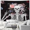 Red Rose Skull Tapestry Skull Blood Print Halloween Decorative Tapestry Home Living Room Room Decorative Wall Hanging