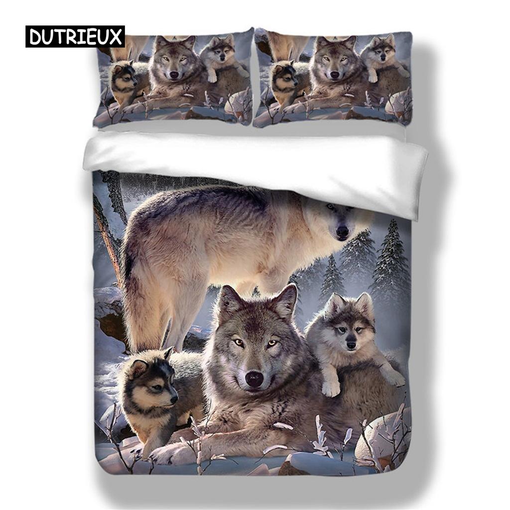 3D Printed Bedding Set Snow Wolf Animal Single Double Queen King Duvet Cover Set Twin Full Size Bedclothes For Child Kid Adult