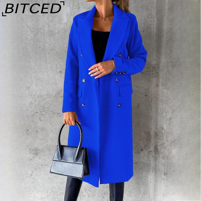 BITCED Women's Vintage Casual Lattice Print Autumn Winter Long Sleeve POLO Neck Jackets & Coats