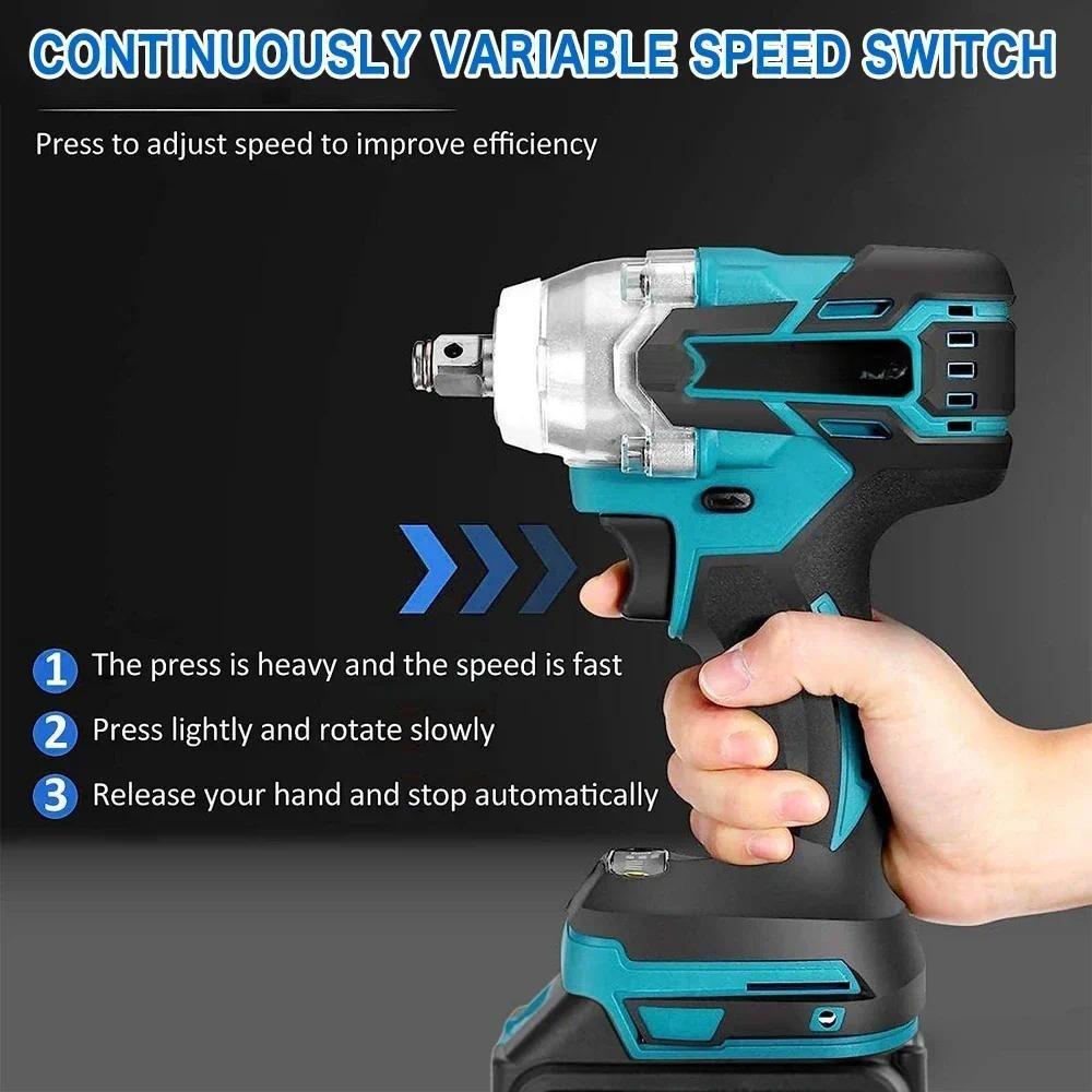 Cheie electrică de impact fără perii, fără fir, 2 în 1, 350N.M, 1/2", șurubelniță, baterie Li-ion, burghiu cu impact, sculă electrică