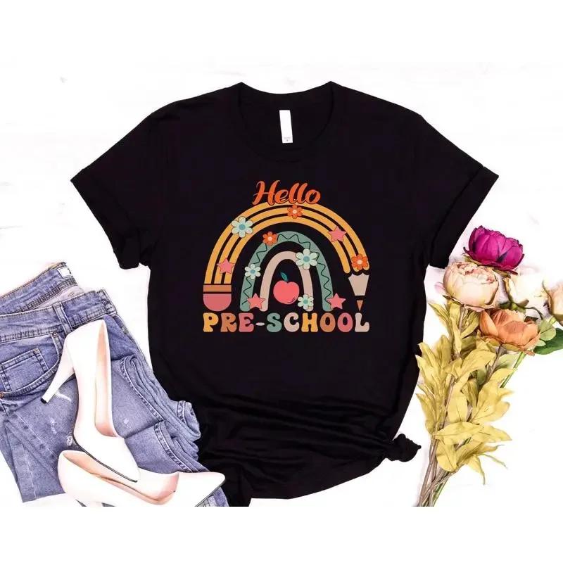 Hello Preschool T Shirt Rainbow Teacher Back To School First Day Of Life