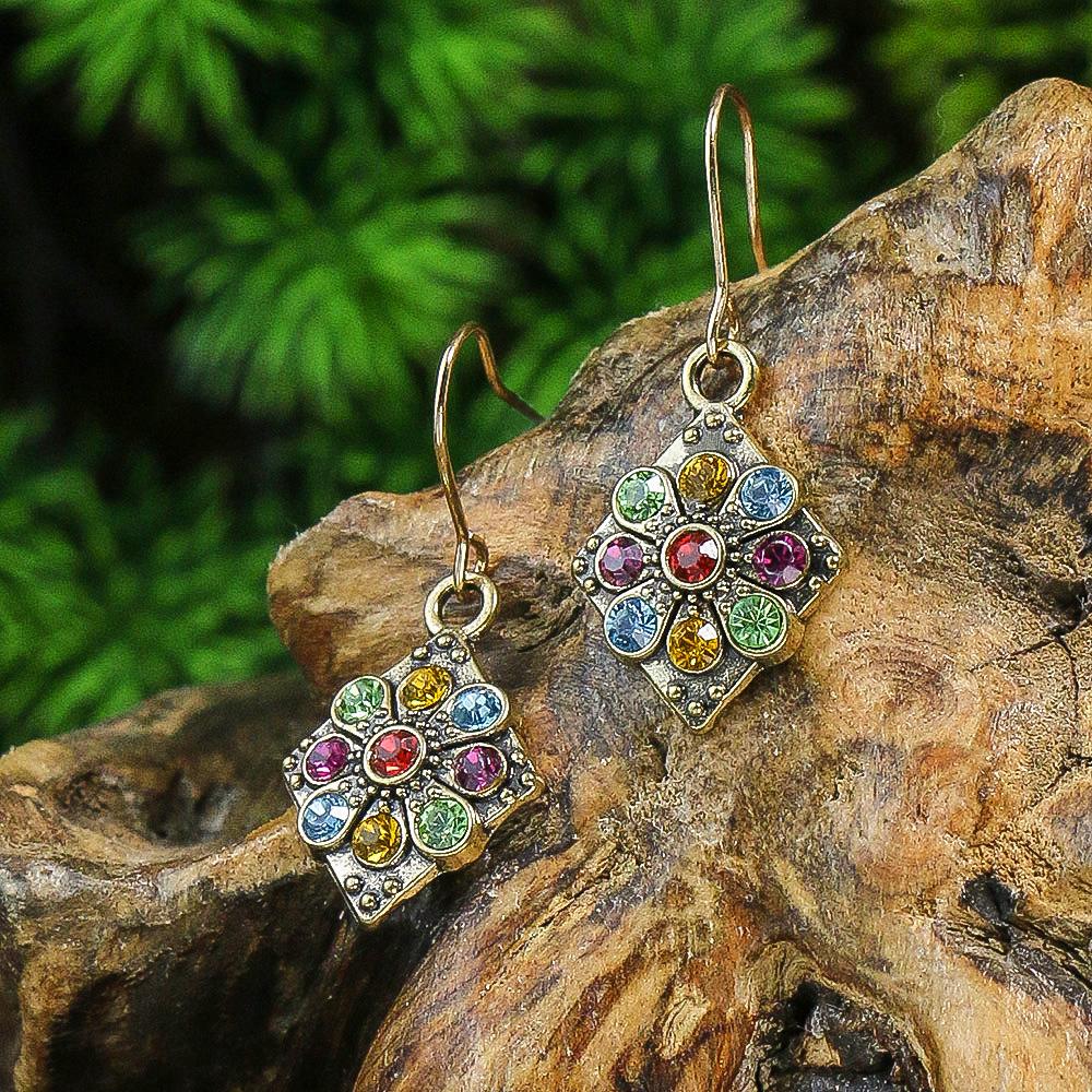 Nouvelles Boucles d'Oreilles Bohémiennes en Alliage Goutte Ronde Huile Multicolore Zircons Tournesol Ornement Distinctif Cadeaux Fête