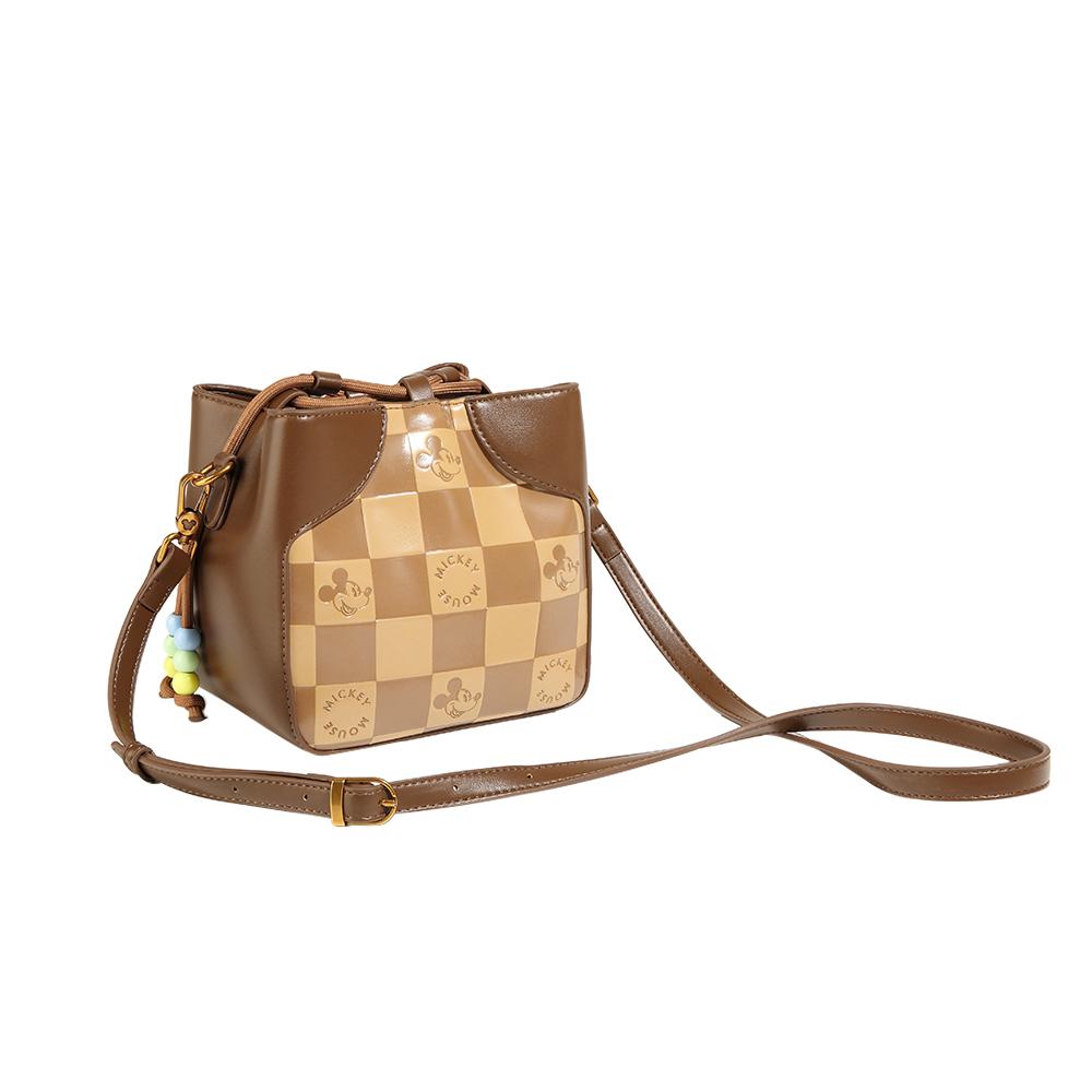 New Disney Mickey Series PU Bucket Bag, Shoulder Bag Trumpets Women's Coffee BMK-71280K
