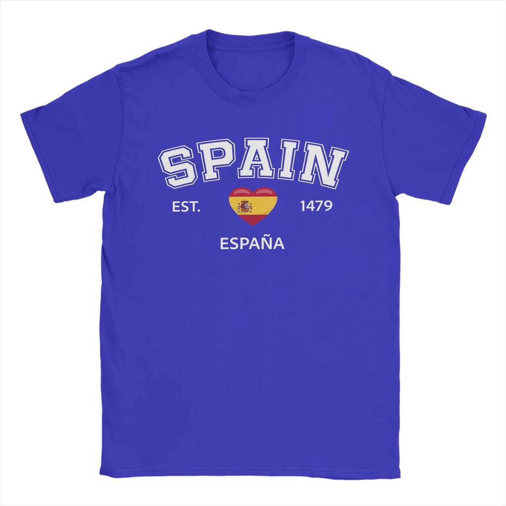 Spain Heart T-Shirt Beach Pure Cotton T-Shirts For Adult Hippie Loose Tshirt Short-Sleeve Awesome Top Tees