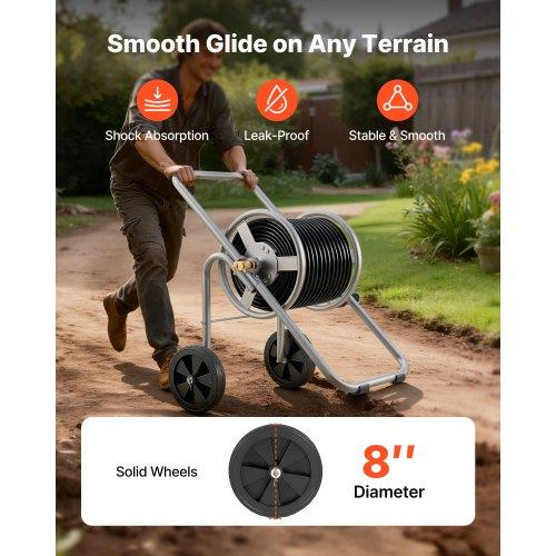 VEVOR Hose Reel Cart, Hold Up to 175 ft of 5/8’’ Hose (Hose Not Included), Garden Water Hose Carts Mobile Tools with Wheels