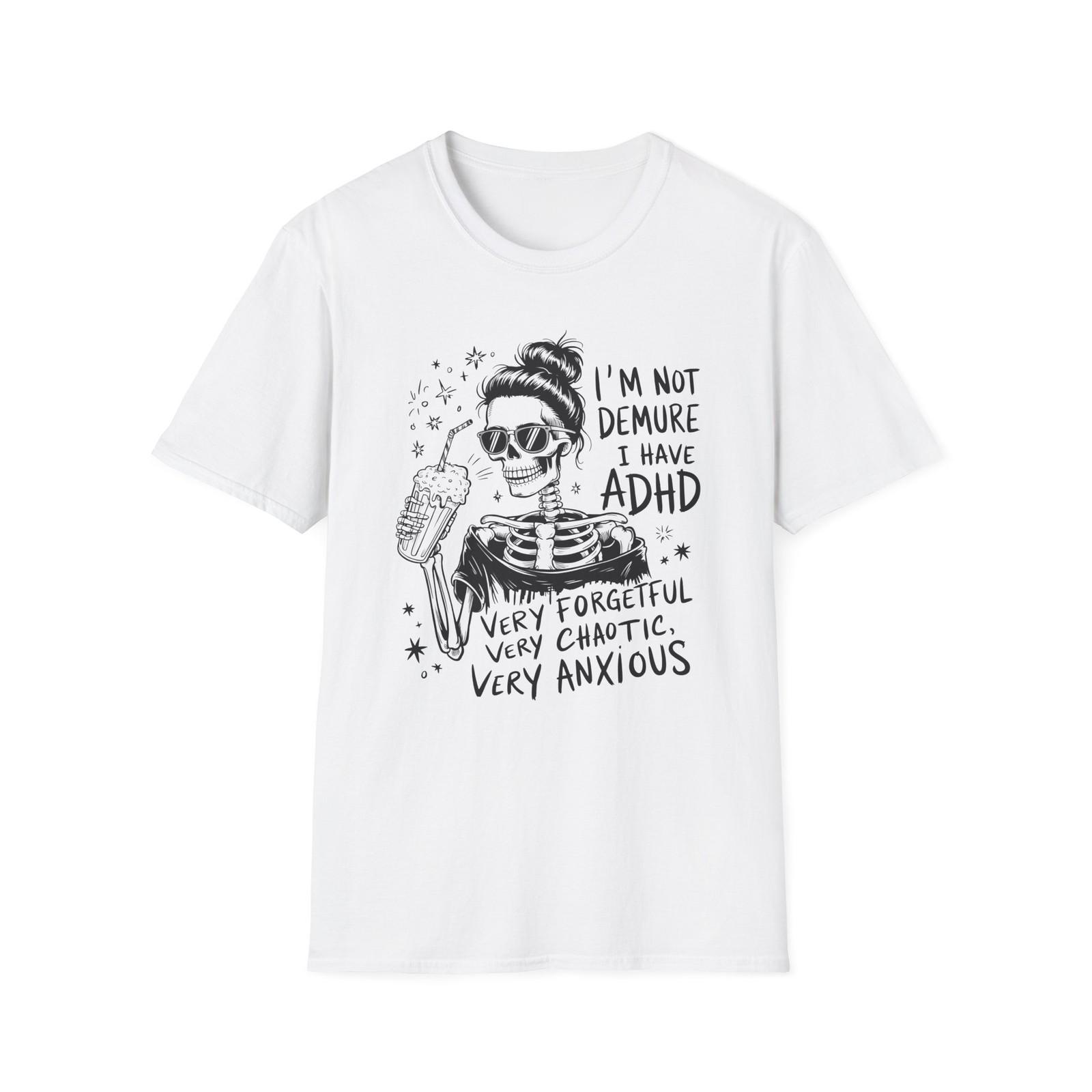 ADHD Skeleton Girl Illustration T-Shirt | Very Forgetful Chaotic Anxious S разноцветный