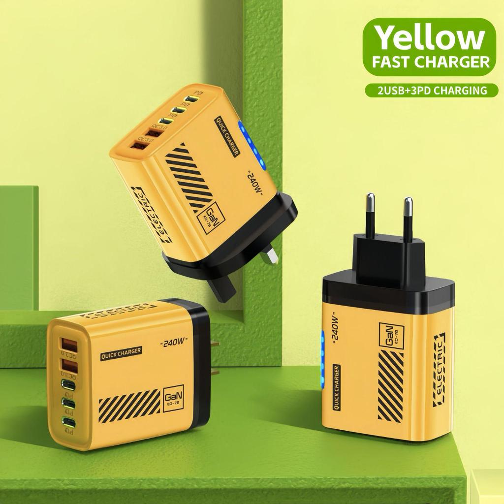 CE Certified 240W GaN Multi-Port Charger with LED Display