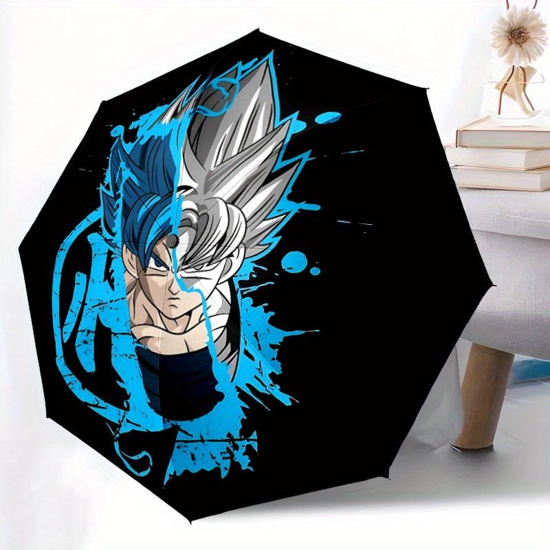 Goku Super Saiyan Automatic Folding Umbrella - Lightweight, Retractable Design with 8-Rib Durability, Perfect for Outdoor Adventures, Fashio
