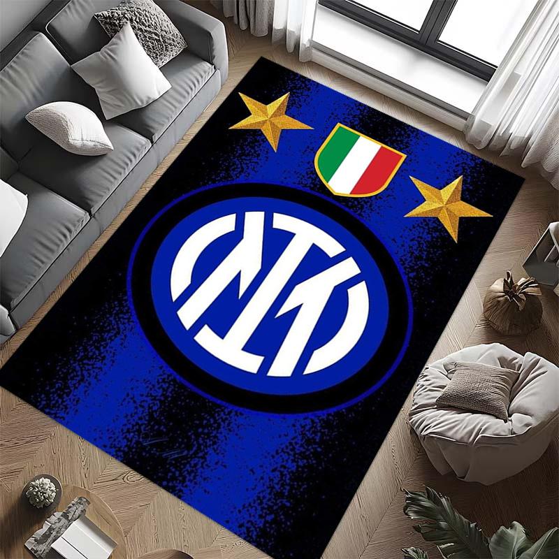 Tappeto con Stemma Inter Milan Stampa Artistica Adatto a Tutte le Stagioni Arte Moda Decorazione per Dormitorio