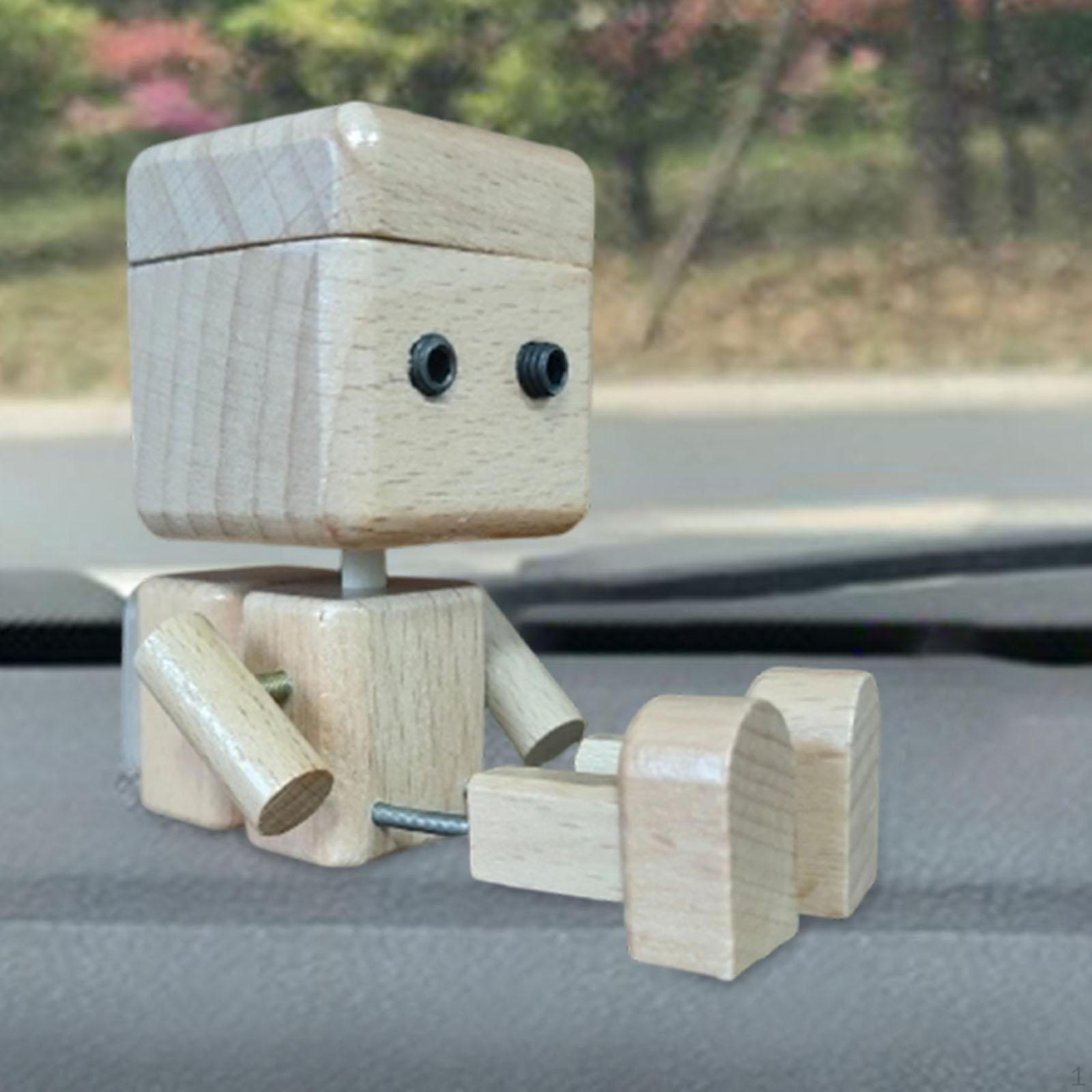 

Wooden Man Figurine Car Dashboard Decoration Creative Wood Figure Desktop Ornament,Shaking Feet бежевий