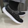 Fashion New Shining Crystal Flats Women Spring Breathable Knit Platform Sneakers Woman Comfortable Soft Bottom Non-slip Sports Shoes