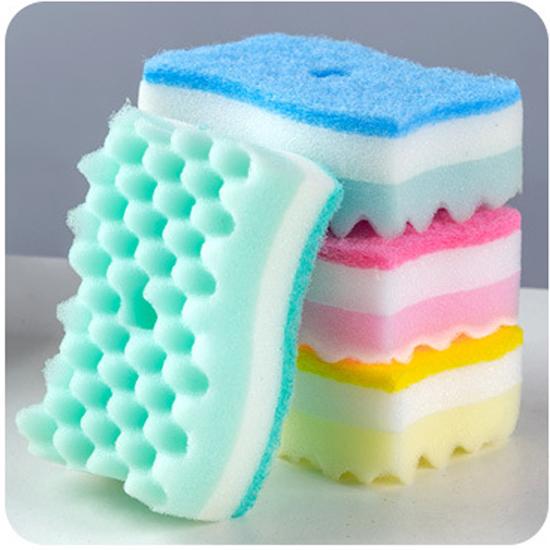 Esponja resistente da esfoliação de 4/8 pces para a limpeza da esponja livre do fedor do prato esponjas da cozinha para pratos, potenciômetros, panelas