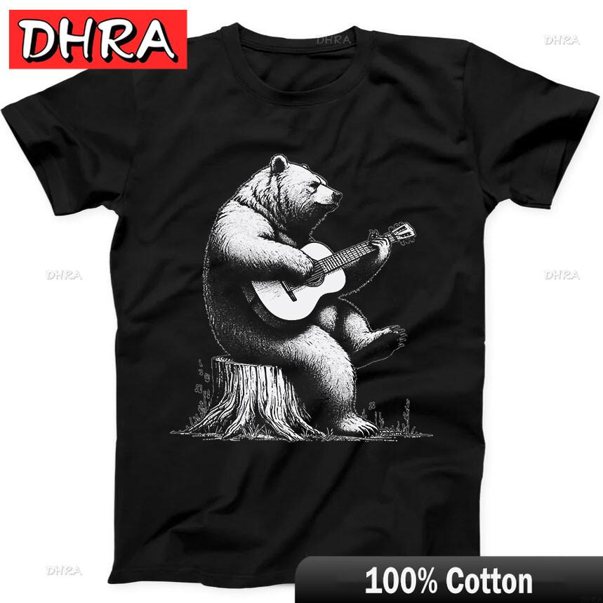 Bear Playing Guitar Night Best Seller Meme Funny Gift Tee Black T Shirt Trendy Tshirts TShirt for Anniversary Gift TShirt Girl 4XL