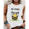 Women's printed tank top T-shirt with patterned short sleeves, women's sleeveless round-neck T-shirt