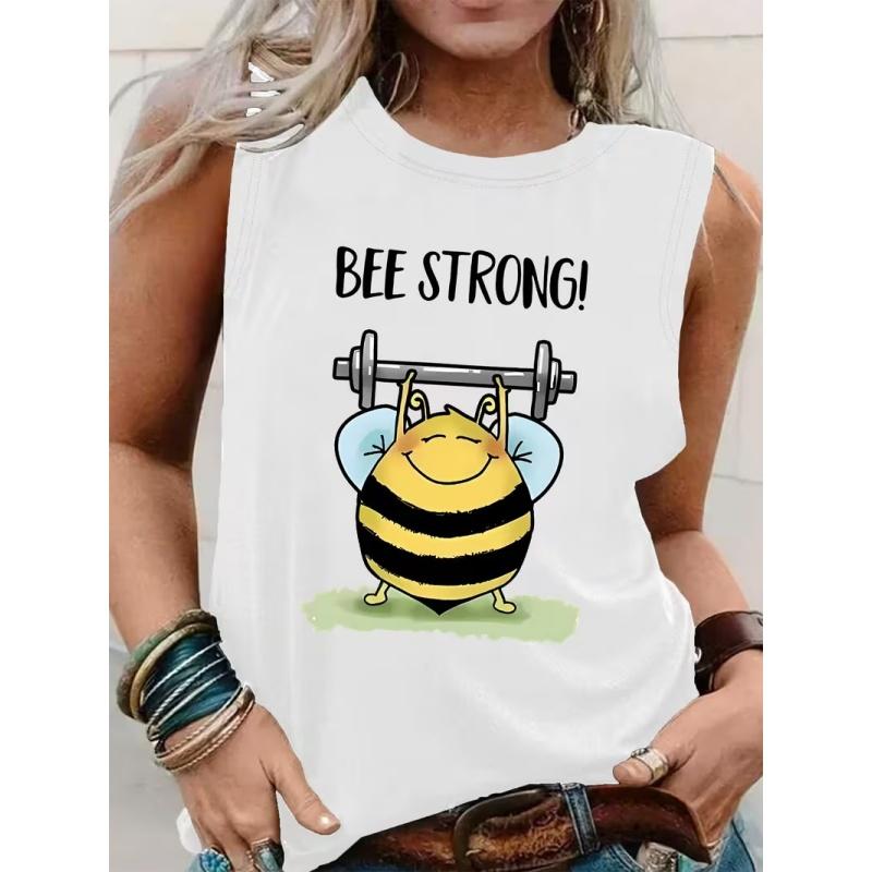 Women's printed tank top T-shirt with patterned short sleeves, women's sleeveless round-neck T-shirt