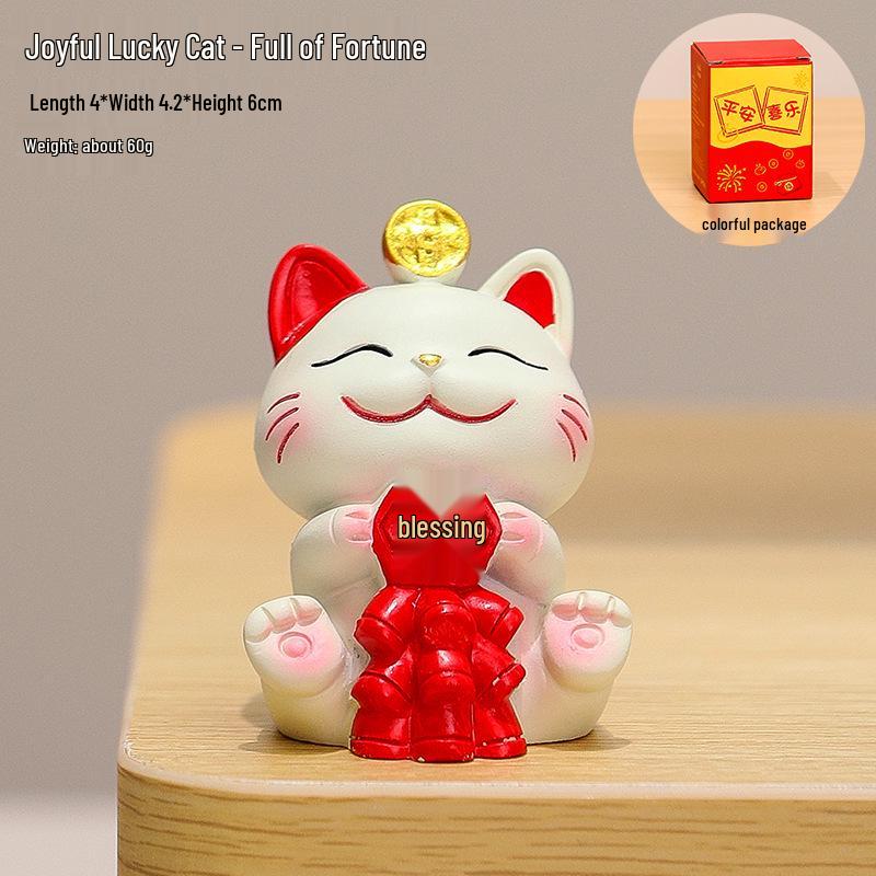 2025 Handmade Lucky Cat Ornament - Creative Cartoon Figure for Office Desk Decor and Cute Gifts