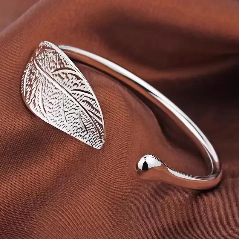 Luxury 925  Silver Open Bracelets For Women Elegant Peacock Opening Screen Bracelets Party Wedding Fine Jewelry Gifts