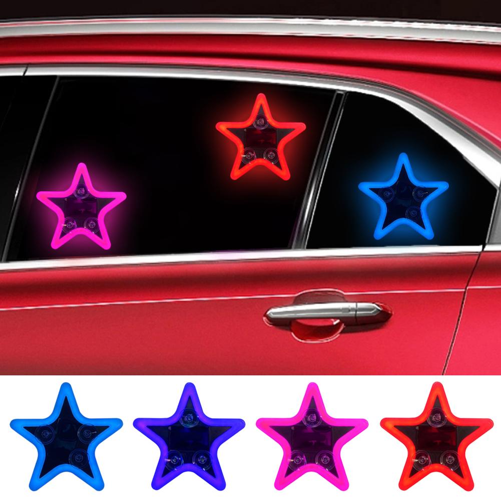 Solar Charging LED Car Window Lights Star Shaped Sparkling Mood Lights Neon Lights Car Interior Light Window Glowing Decoration