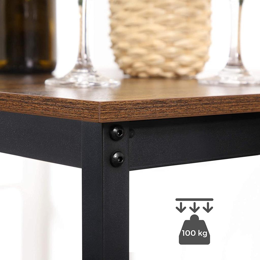 VASAGLE Breakfast Bar, Square Tall Bar Table, Heavy-Duty Steel Frame, 60 x 60 x 90 cm, Easy Assembly, for Kitchen Living Room, Industrial Style