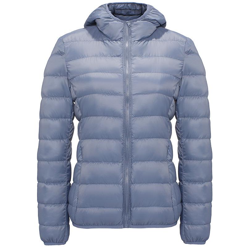 Chaqueta de plumón con capucha de invierno para mujer, ligera, corta, de talla grande, ligera, de plumón de pato blanco
