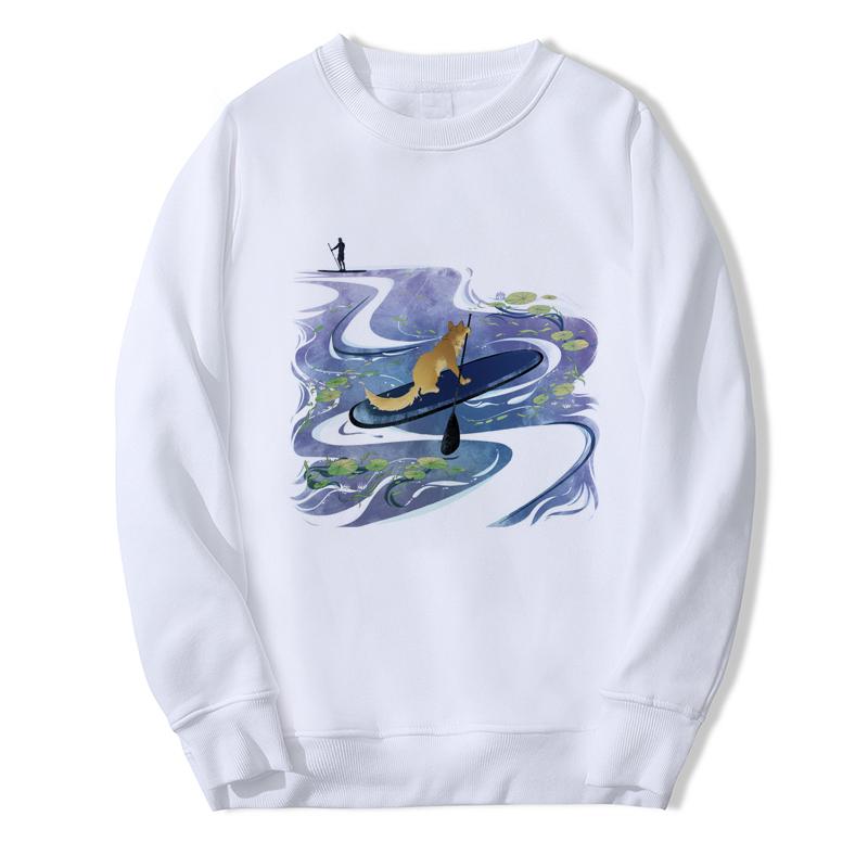 

Свитер Harajuku Толстовка с круглым вырезом для серфинга с принтом собаки Модный свободный белый топ большого размера Xs-5XL