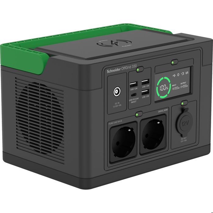 Bärbar strömenhet - APC - 330W - 328Wh Litiumjon - LCD-skärm - 2 Schuko-uttag - 4 USB-portar