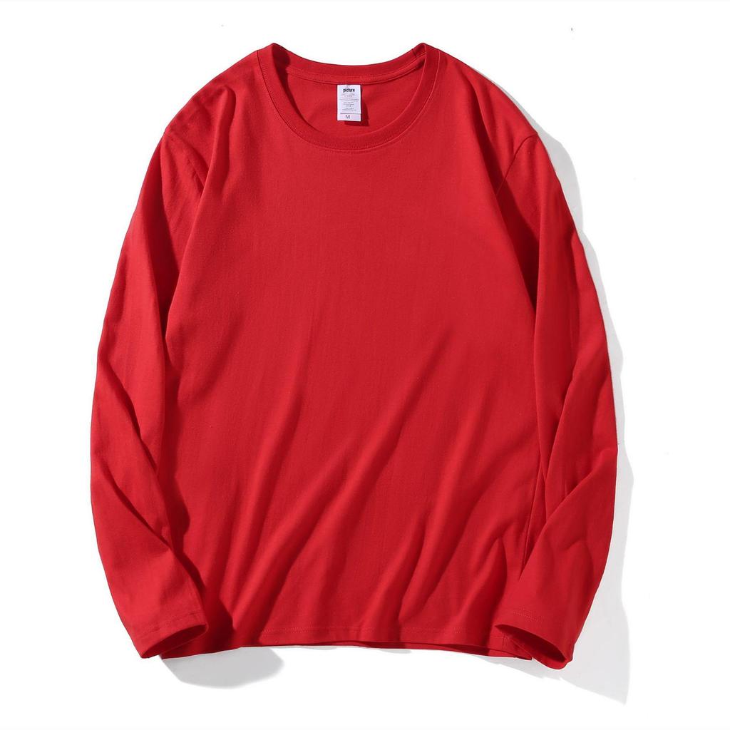 220g Heavyweight Pure Cotton Unisex Long Sleeve T-shirt - Loose Fit Solid Color Casual Sweatshirt