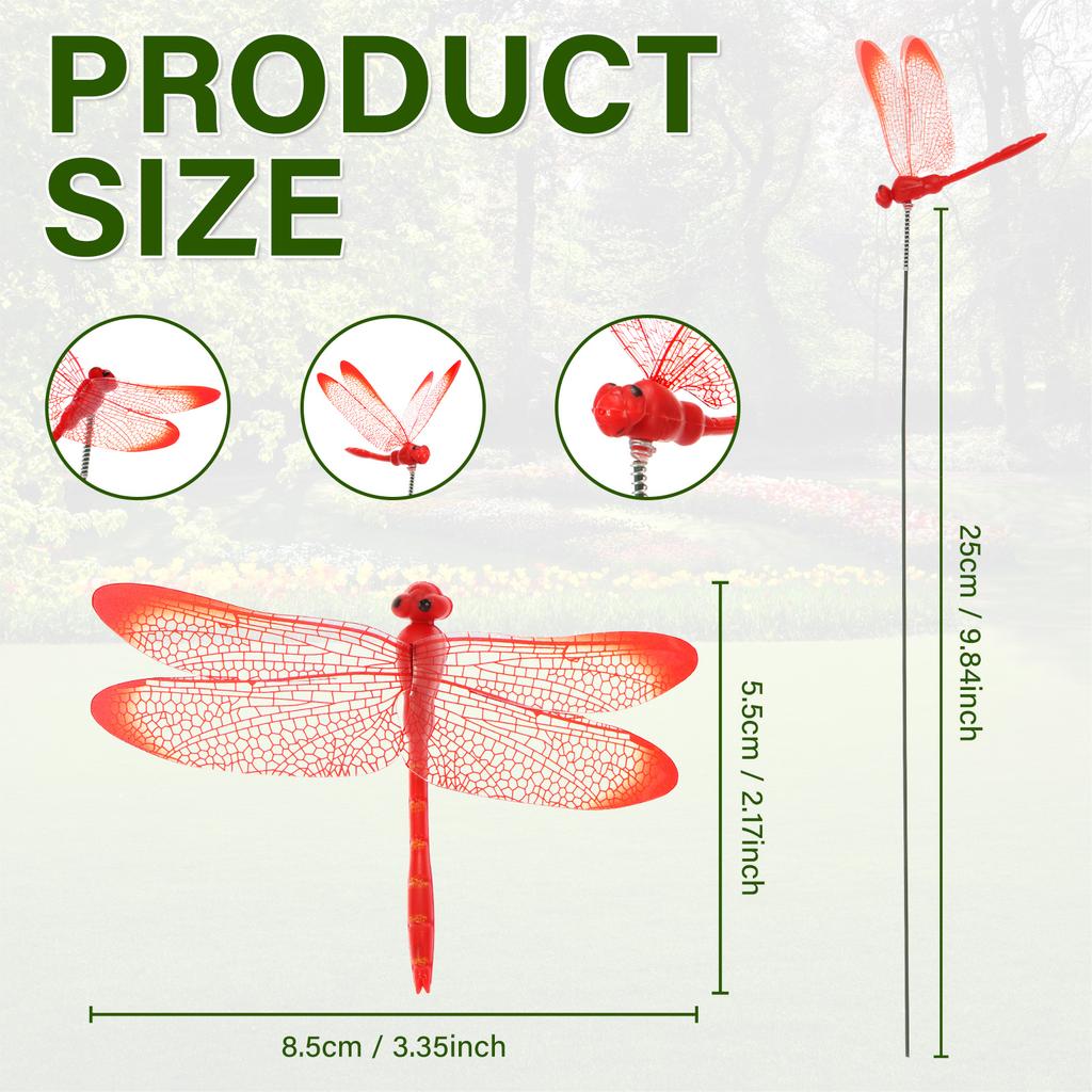 50 Pcs Garden Dragonfly Stake Plastic Simulation Garden Stake Decoration Creative Dragonfly Ornament for Flowerpot Outdoor Lawn