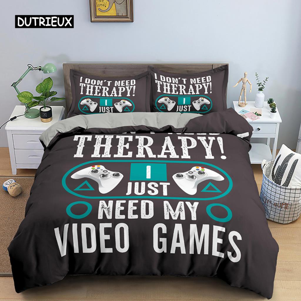 Game Handle Bedding Set Luxury Duvet Cover with Pillowcase Quilt Cover Queen King Bedding Cartoons Kids Boys Bed Cover Set Green