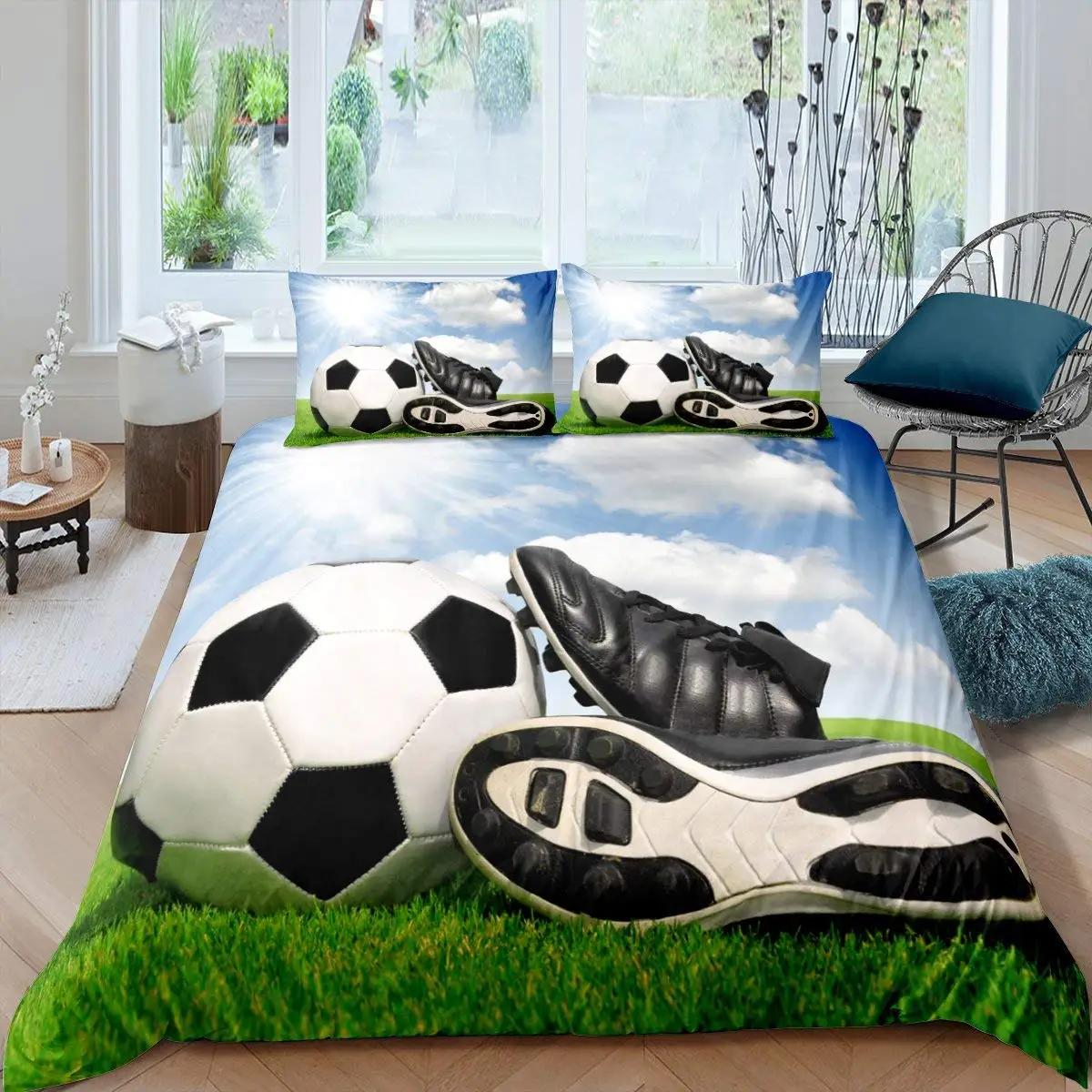 

American Fotbal Soft Duvet Cover Set Ful Sized Dimensions Sports Games Beding Set Socer Rugby Field Warm Comforter Cover for Young Boys Comfortable 100*200cm Single