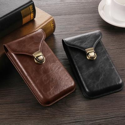 Mobile Phone Belt Bag Cellphone Holster for Blet Smooth Faux Leather Snap Closure Solid Color