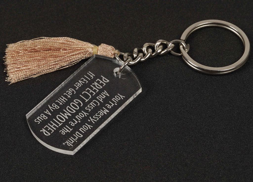 Inkdotpot Key Chain For Godmother Engraved Acrylic Key Holder Housewarming
