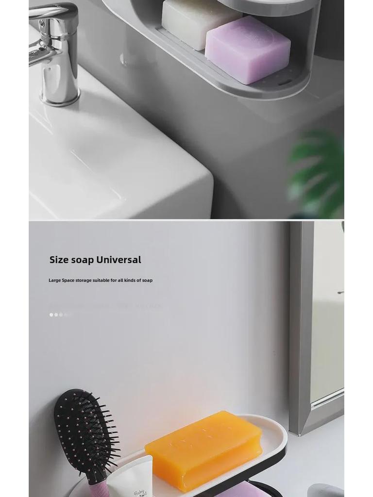 Holder Twotier Soap Punchfree Wallmounted With Suction Cups