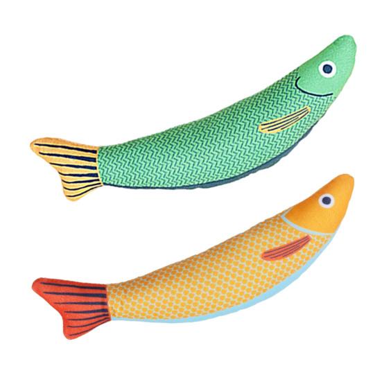 2 Pcs Catnip Fish Cat Toy for Indoor Cats Interactive Kitten Chew Kicker Toy with Crinkle Sound Simulation Fish Shape Stuffed Cat Toy for Bored Relief