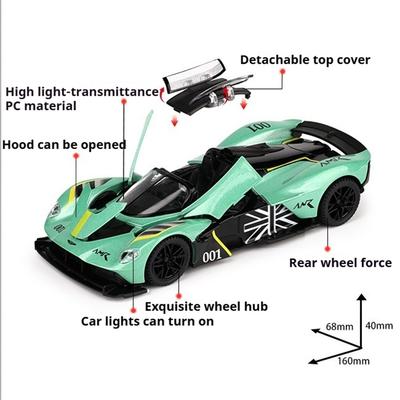 1:32 Valkyrie DB12 Voiture de Sport Modèles Jouets Alliage Moulé sous Pression Son Lumière Portes de Supercar Ouvertes Jouets à Tirer Cadeau Collection Enfants