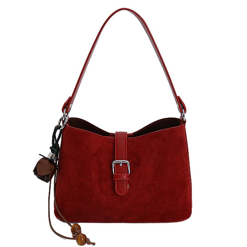 Vintage Maillard brown small bag 2025 new casual versatile women's messenger bag exquisite portable bucket bag