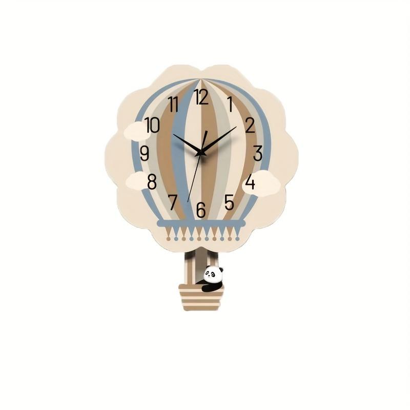 New Net Red Hot Air Balloon Panda Cartoon Cross-border Digital Wall Clock Simple Personality Light Luxury Creative Decoration Wall Clock Personality