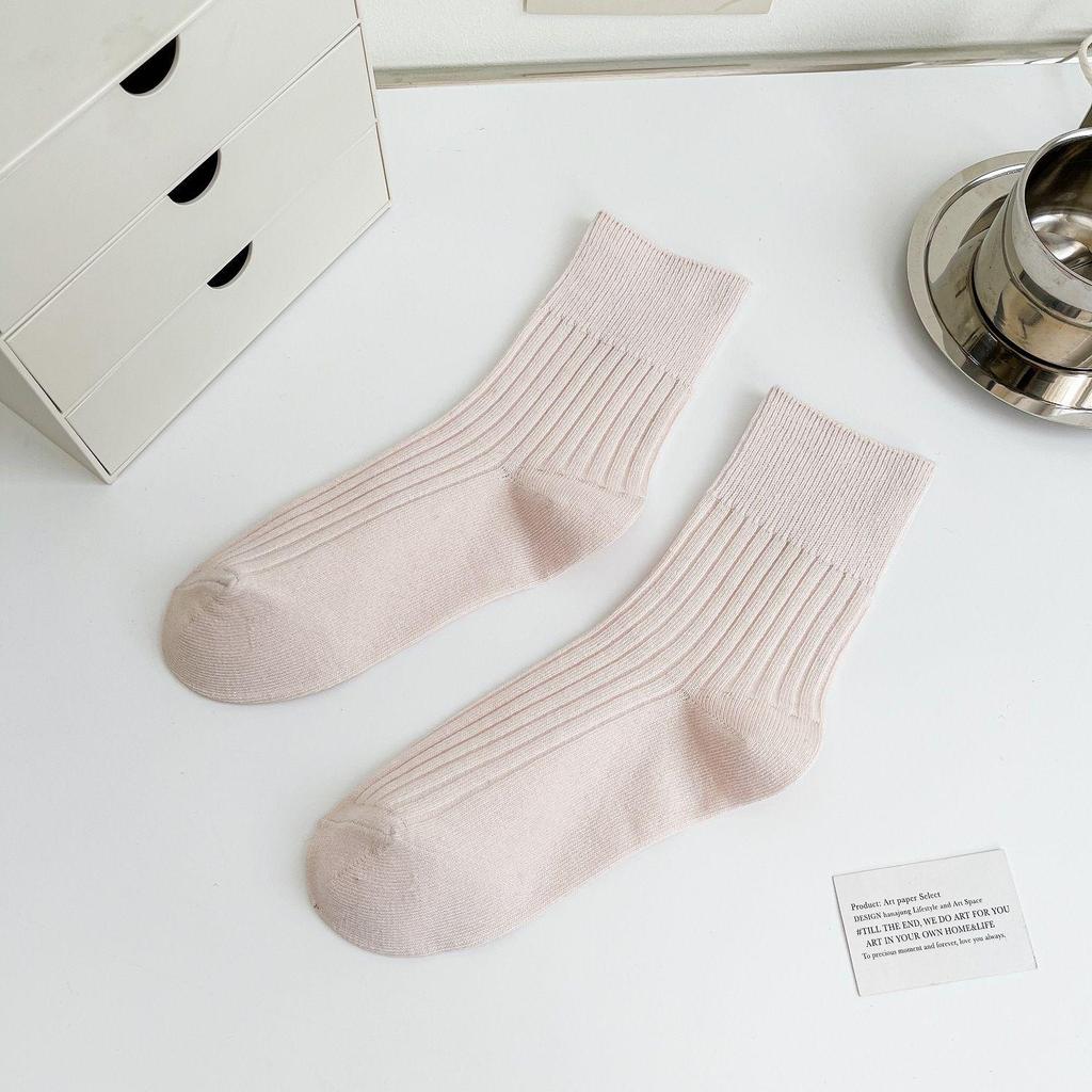 Women's White Long Cotton Mid-Tube Socks - Trendy Japanese-Inspired Summer Style with Loose Fit