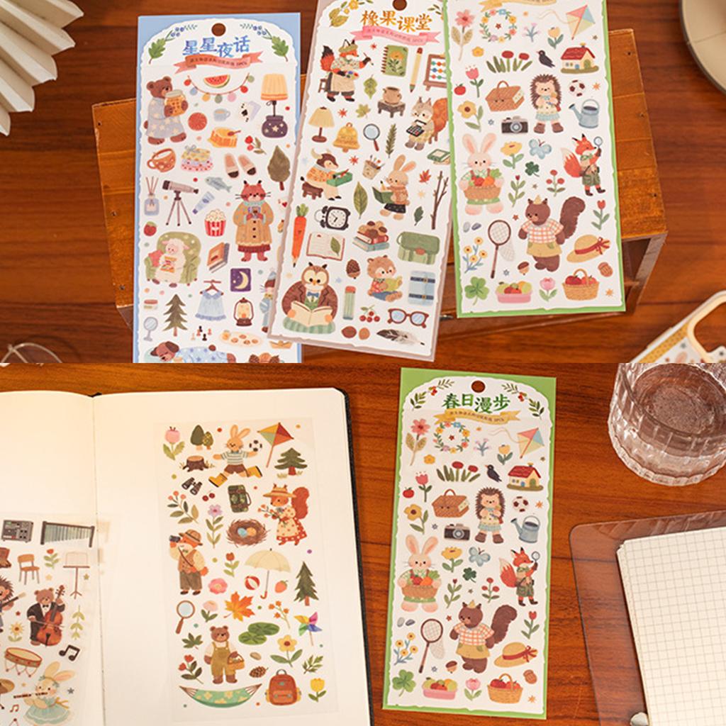 Cartoon Animal Scrapbooking Sticker Transparent Decorative Sticker for DIY Craft Journaling Scrapbook Journal Planner