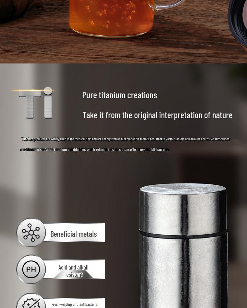 Luxury All-Titanium Thermos Cup Set with Tea Infuser - Lightweight, High-End Gift for Men & Women